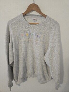 Vintage Carmel By The Sea Sweatshirt Womens Large Gray Oversized Embroidered